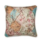 Rectangular cushion featuring Kit Kemp's Harlequin printed linen fabric for Christopher Farr Cloth. The bold argyle diamond pattern in mottled blue, terracotta orange, and red is highly versatile, providing a warm, textural anchor that easily complements both traditional and modern interior design styles.