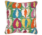 This 45 x 45 cm Cushion in Kit's heart of oak fabric, in Oak is printed on a textured twill, and picks out the leaf-like design with pops of orange, red, pink and olive, against a dark green ground, and is piped in orange piping, to create a great homage to autumn.