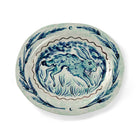 Sasha Compton one of a kind decorative platter with wood hare design and 24 carat gold detailing on glazed handmade ceramic, exclusively for Shop Kit Kemp