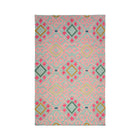 Kit Kemp and Annie Selke rug in pops of pink, green and warm yellow tones, made to resemble a one-of-a-kind vintage document.