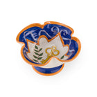 Decorative ceramic bowl with floral design and key symbol emoji, piece by Katrin Moye