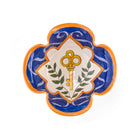 Key Emoji footed bowl artwork by Katrin Moye, featuring key symbol and Renaissance inspired references in blues and orange tones.