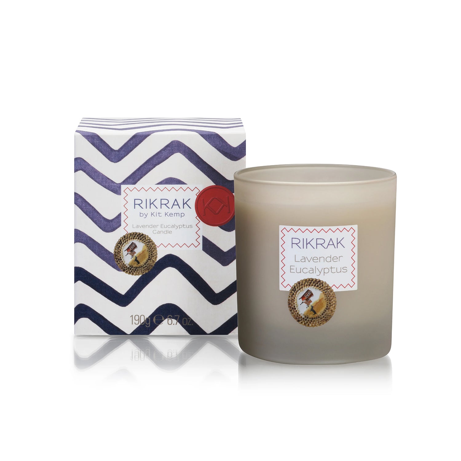 Bestselling Lavender Eucalyptus candle, 190g weight, part of the Snug in a Bunny Basket set exclusively by Shop Kit Kemp for festive gifting and Christmas presents.