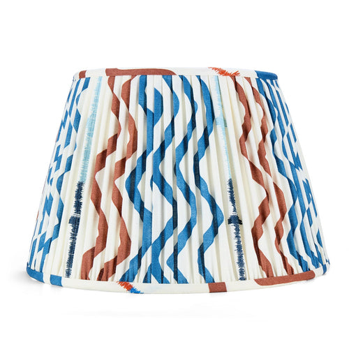 Pleated empire lampshade made from Kit Kemp blue Rick Rack fabric