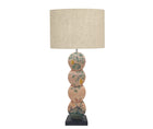 A hand painted 4 disk table lamp by Melissa White in Kit Kemp Mythical Creatures design. 