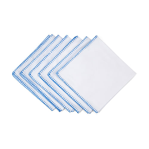 Set of 6 Blue Blanket Stitch Napkins