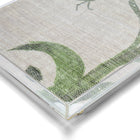 Close up of fabric lined tray, generously sized Width 54cm x Depth 39cm x Height 5.8cm, to create a central showpiece on table or ottoman.