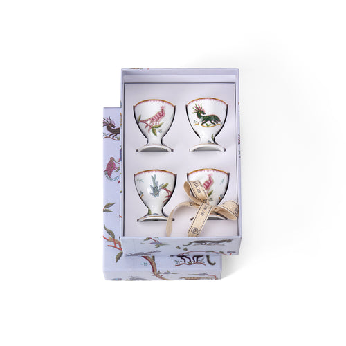Four Mythical Creatures egg cups in a mythical creatures gift box