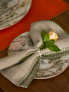 Natural napkin tone paired with Tall Trees fine bone china collection by Shop Kit Kemp