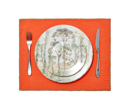 Set of 6 Blanket Stitch Placemats Orange