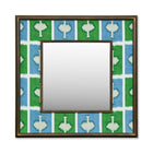 Kit's 'Ozone' checkerboard design with the contrast of the energising green against the vibrant blue, this wonderful decorative mirror ensures a bold pop of colour and joy with its wide fabric-covered border surrounding a square central mirror in a wooden frame. 