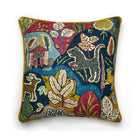 Kit Kemp Design Studio luxury cushion featuring the Clarence House Panjim Multi linen fabric. The highly detailed, exotic print with animals and foliage is a Firmdale Hotels favourite, perfect for adding designer pedigree and bold colour to high-end interiors.