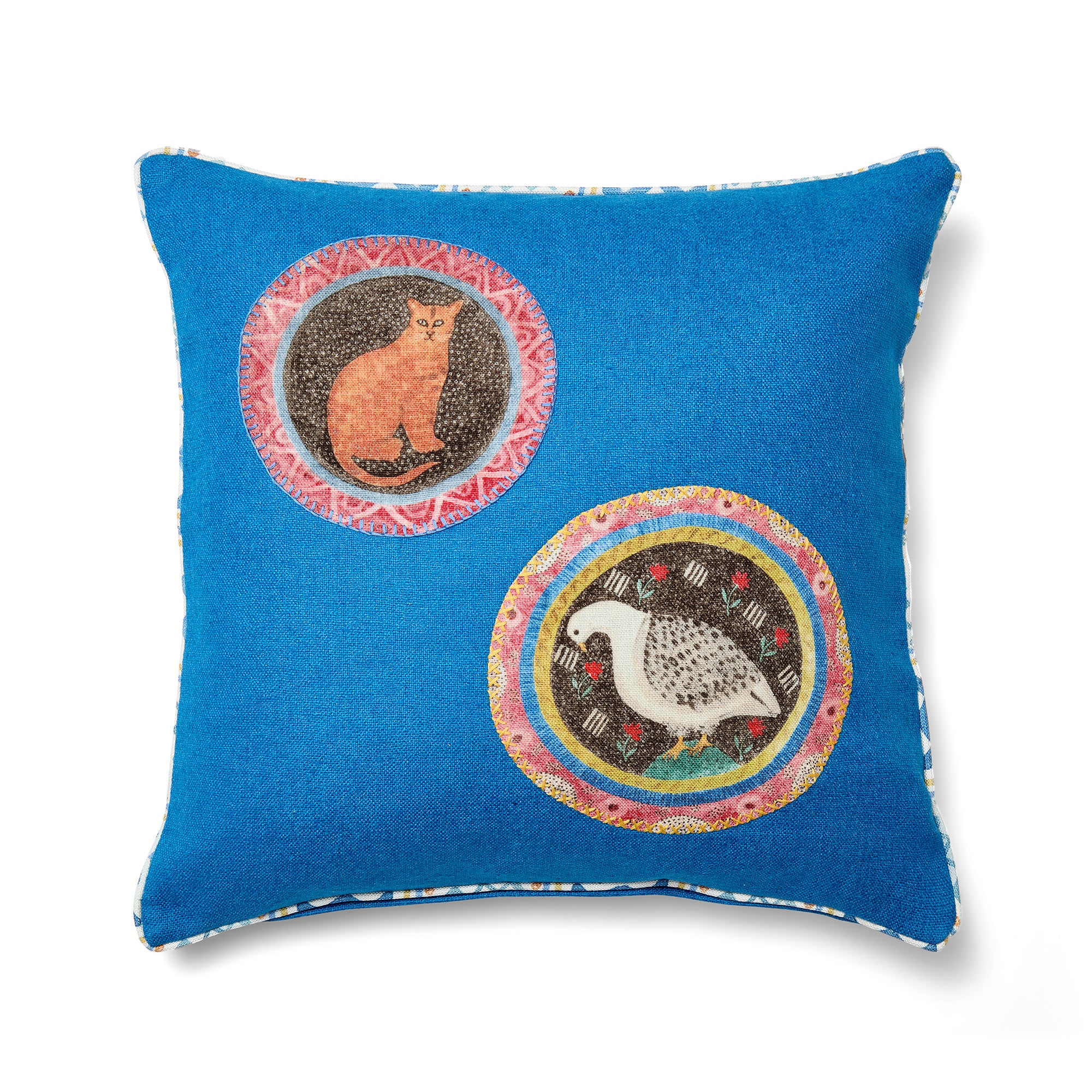 Robina’s Applique On Blue Cushion