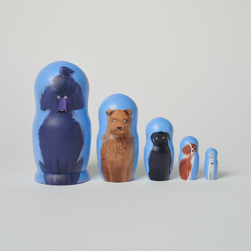 Russian Dolls, 5 Dog Breeds by Holly Frean for Shop Kit Kemp, original artwork.