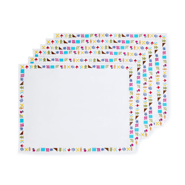 Set of 6 Checkmate Embroidered Placemats