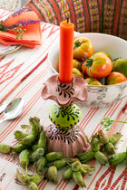 Pink and Lime Garland Candlestick Holder