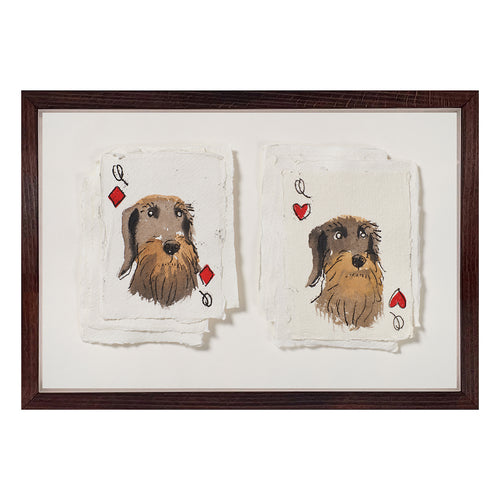 An original gouache painting by Holly Frean titled SNAP! Dachshund, part of the limited-edition 250th US Anniversary collection, featuring a characterful dachshund. Exclusively at Shop Kit Kemp.
