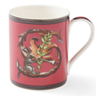 The S on this red mug forms an entwined branch , and a perfect point for our, trumpet carrying hare to herald the morning's news.