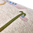 A limited-edition 250th USA Anniversary cushion with a nautical scene, handcrafted from 100% Chamonix wool with appliqué.