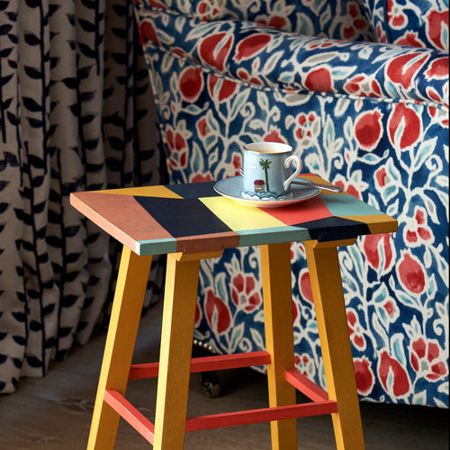 Sailor's Farewell fine bone china espresso cup and saucer on Pixie side table, unique design by Kit Kemp exclusively at Shop Kit Kemp.