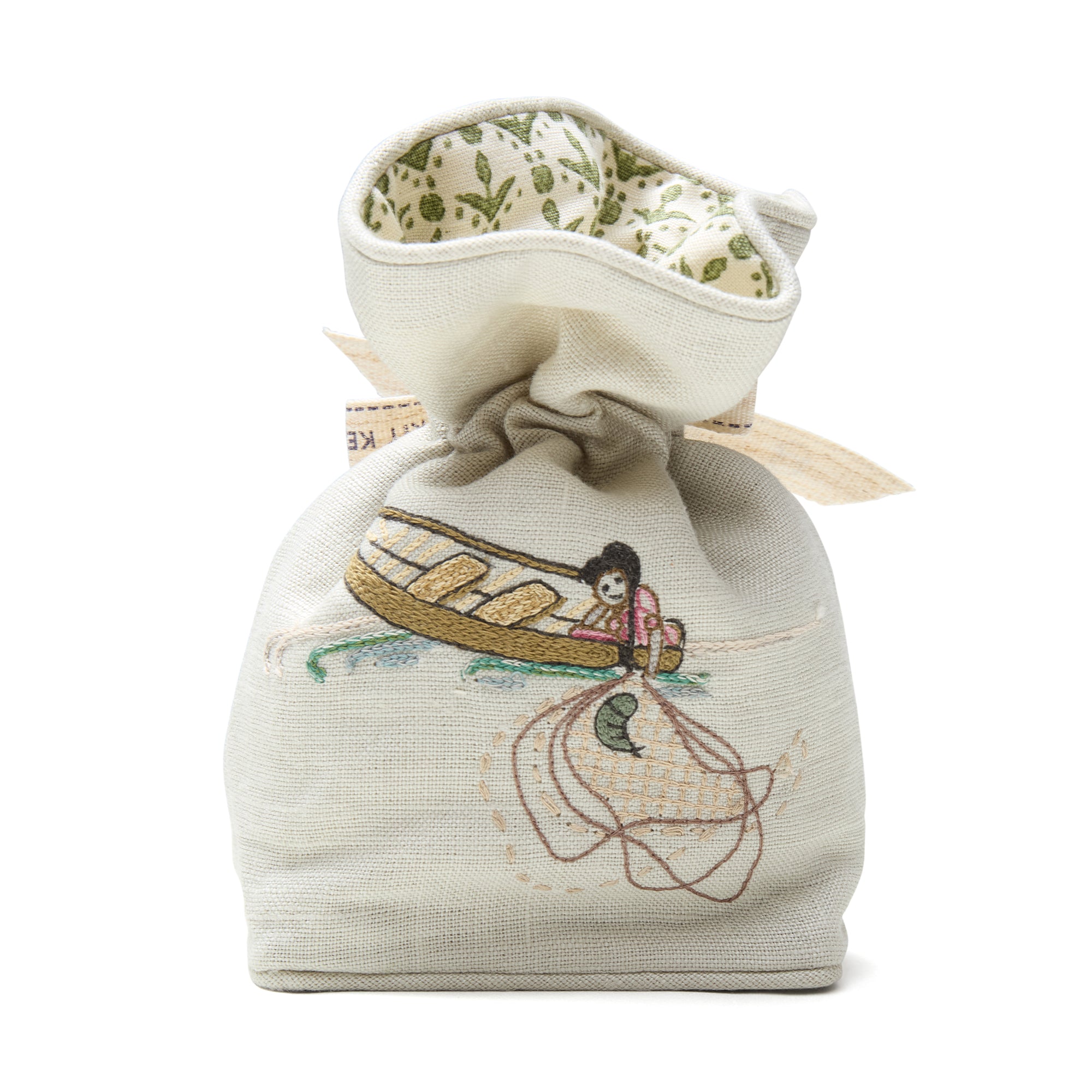 Sailor's Farewell Lavender Bag House with girl in a boat fishing, designed by Kit Kemp