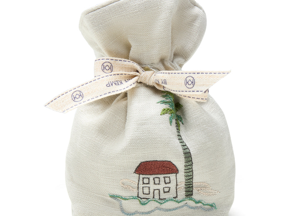 Sailor's Farewell Lavender Bag House with embroidered design and branded Kit Kemp ribbon
