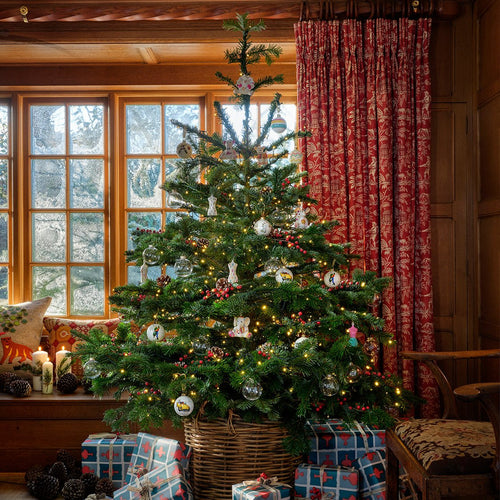 Fine china decorative ornaments for Christmas tree decoration and festive displays featuring Doodles and Kit Kemp designs, created for Spode.