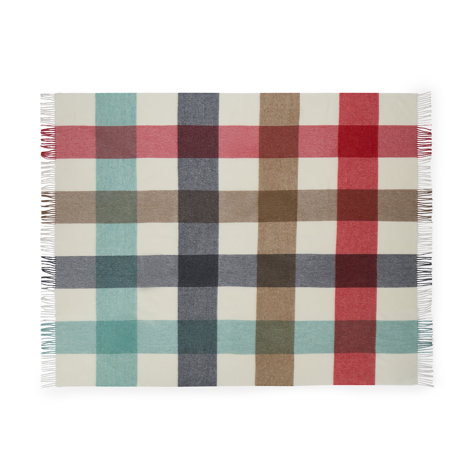 100 precent merino wool Checkerberry throw, part of the Snug in a Bunny Basket set exclusively by Shop Kit Kemp for festive gifting and Christmas presents.