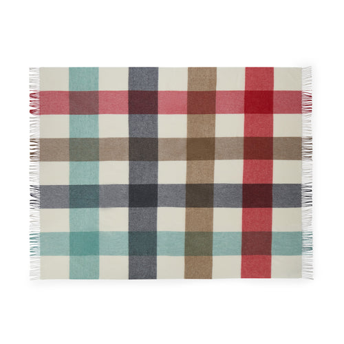100 precent merino wool Checkerberry throw, part of the Snug in a Bunny Basket set exclusively by Shop Kit Kemp for festive gifting and Christmas presents.