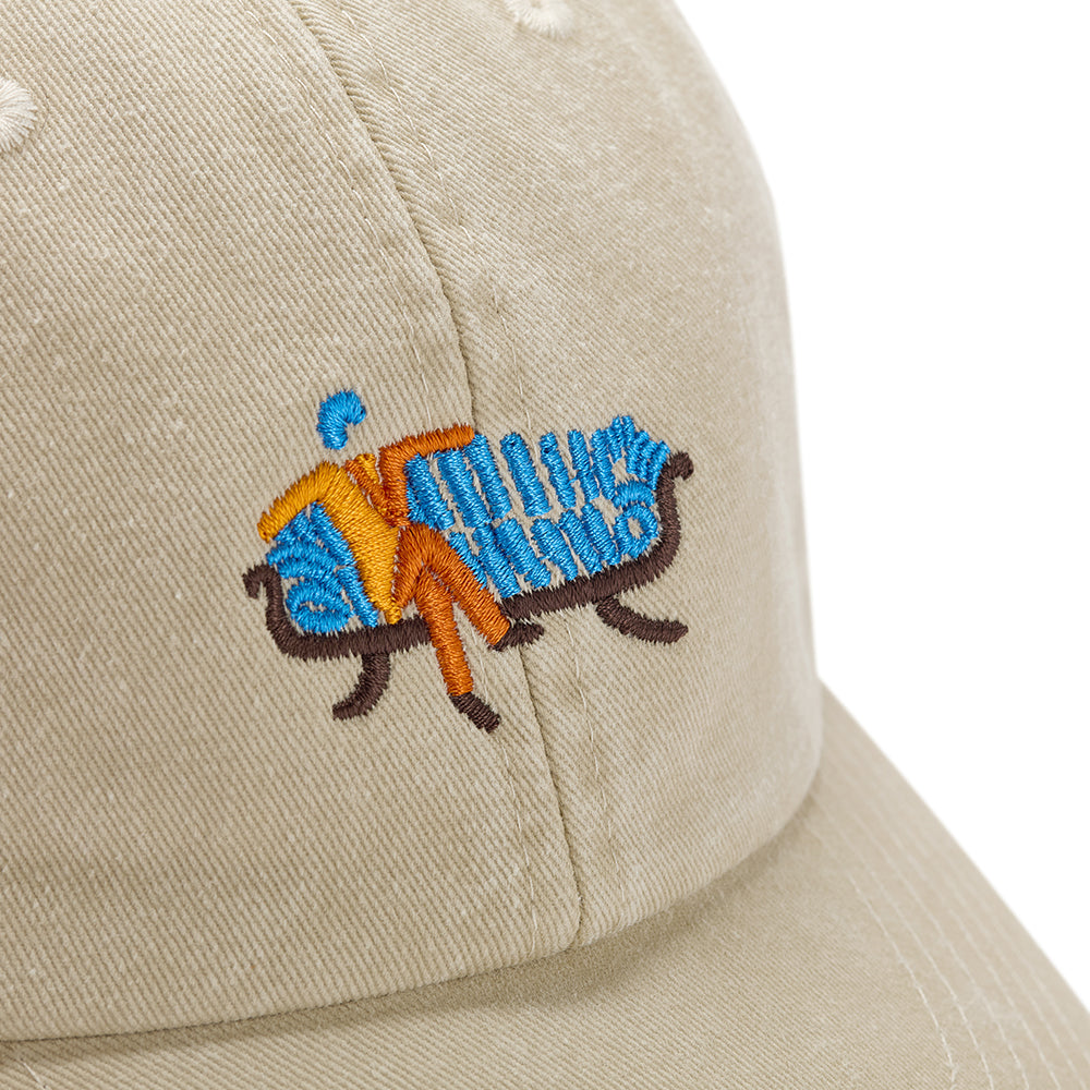 Unisex beige cotton baseball cap with sofa so good embroidery design