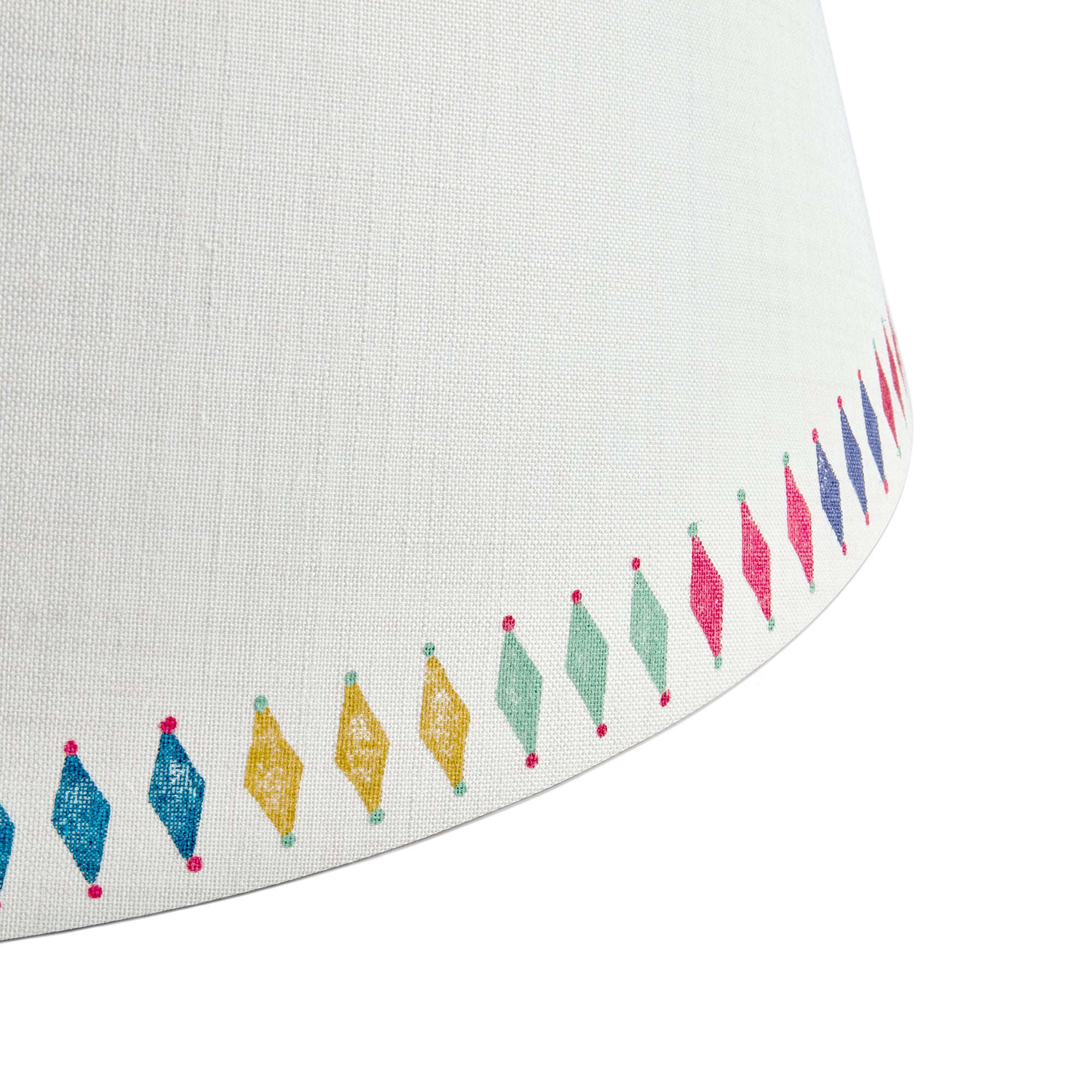 Linen lampshade with diamond pattern block printed design exclusively for Shop Kit Kemp