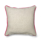 Sycamore cushion back in cotton fabric, oatmeal shade edged with pink piping, perfect for layering in any interior.