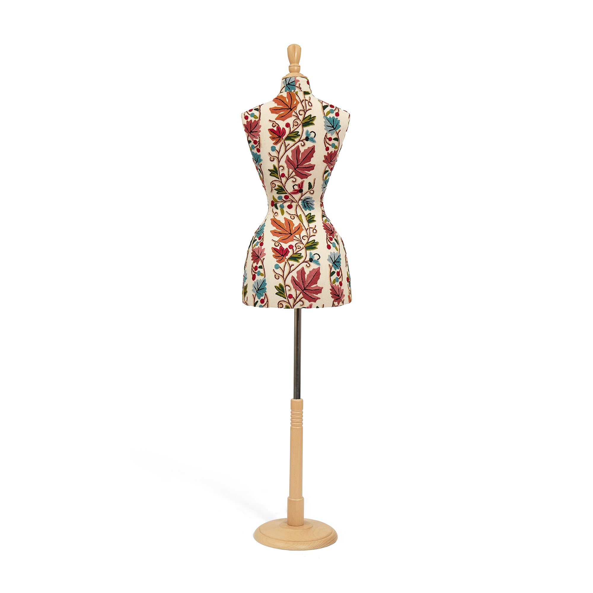 Mannequin with floral pattern on a white background