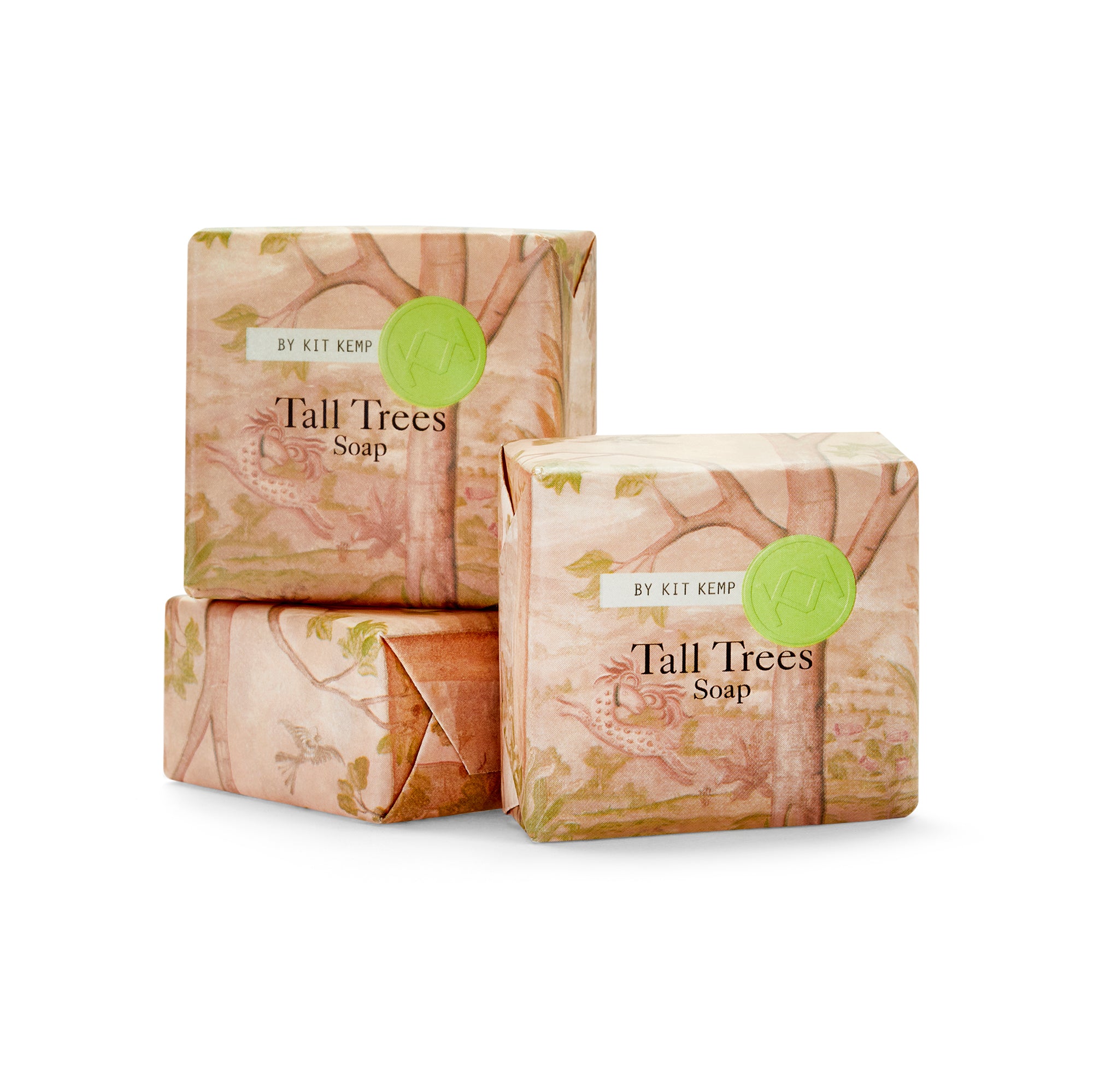 Stamped with Kit Kemp logo, three Tall Trees soaps are a beautiful addition to basin and bathroom accessories, whilst fragrance fills the room with a sense of calm.