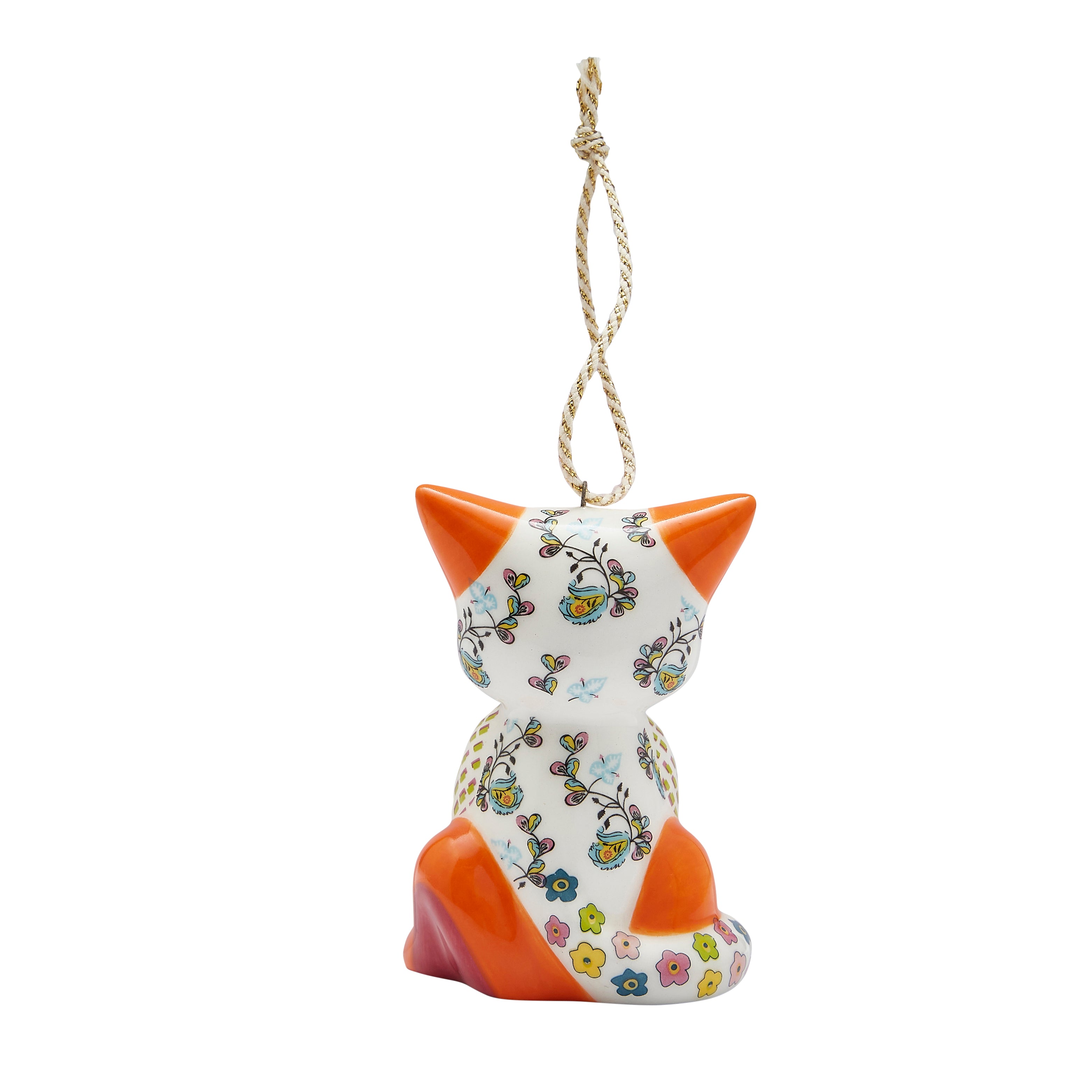 A beautifully designed Tally Ho Fox fine china Ornament from the coveted Kit Kemp for Spode collection. The fox is adorned with a decorative flowers pattern on its back and tail, enhanced by fine gold accents. This collectible ornament is a perfect way to inject vibrant, designer character into your festive decor.