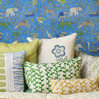 Saltaire Cushion - Indigo / Lime
