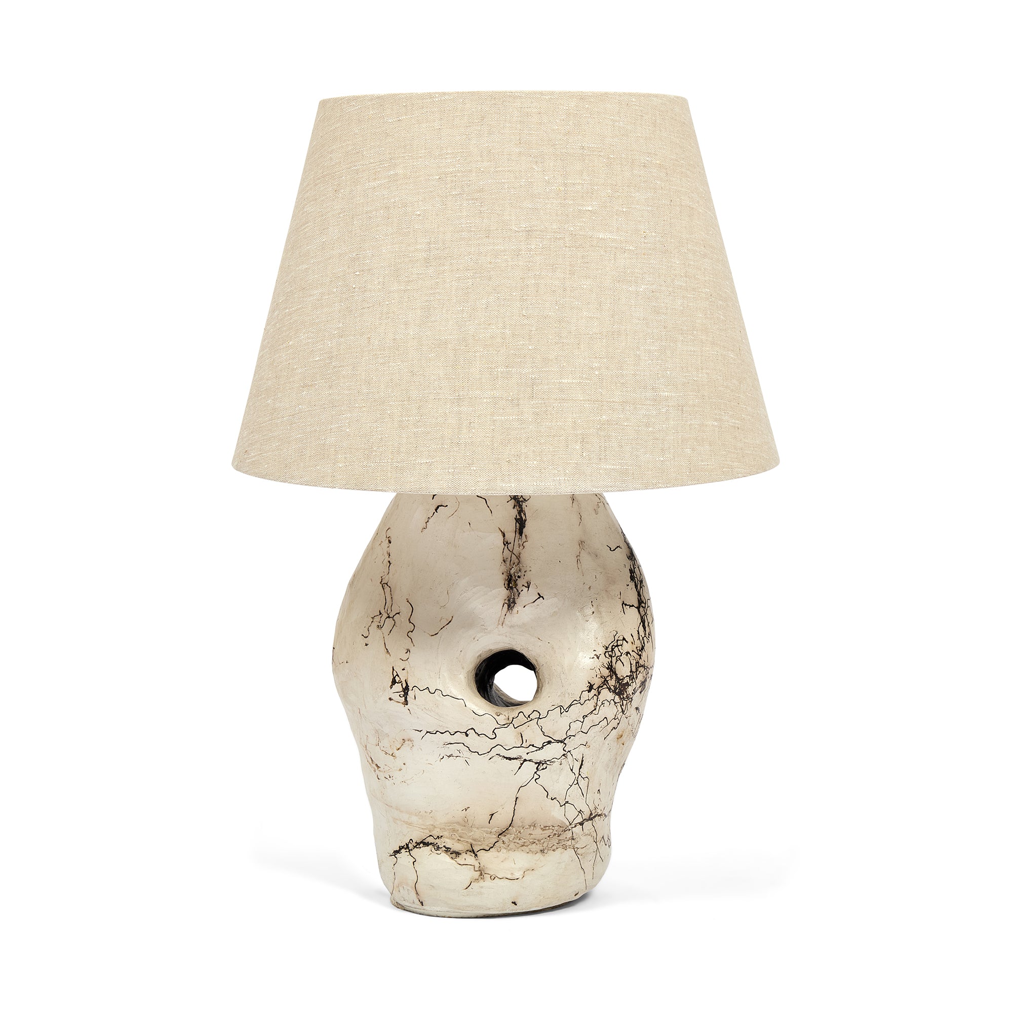 Sister Three tall Raku ceramic table lamp by Daniel Clarke, exclusively for Shop Kit Kemp.
