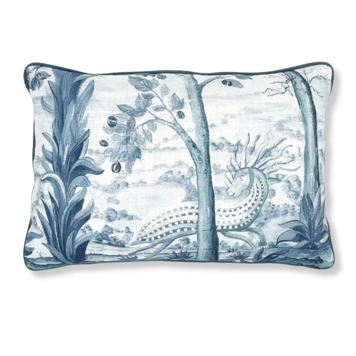 Tall Trees Delft Blue Rectangular Cushion