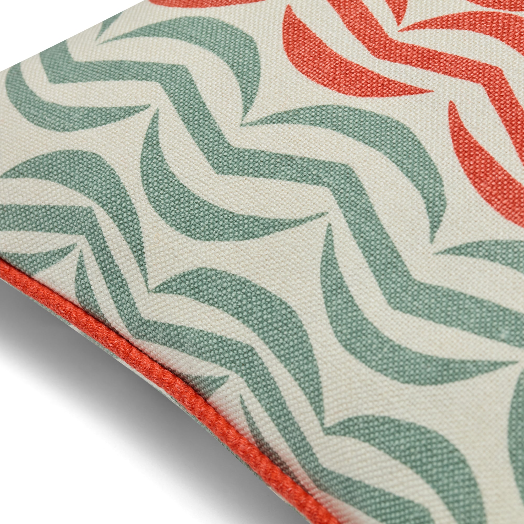 Kit Kemp Design Studio 45cm x 45cm (18in x 18in) cushion in orange and grey waves with a signature tangerine piped finish. Features a subtly irregular pattern that lends a rhythmic, artistic feel to any interior scheme.