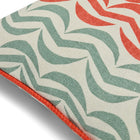 Kit Kemp Design Studio 45cm x 45cm (18in x 18in) cushion in orange and grey waves with a signature tangerine piped finish. Features a subtly irregular pattern that lends a rhythmic, artistic feel to any interior scheme.