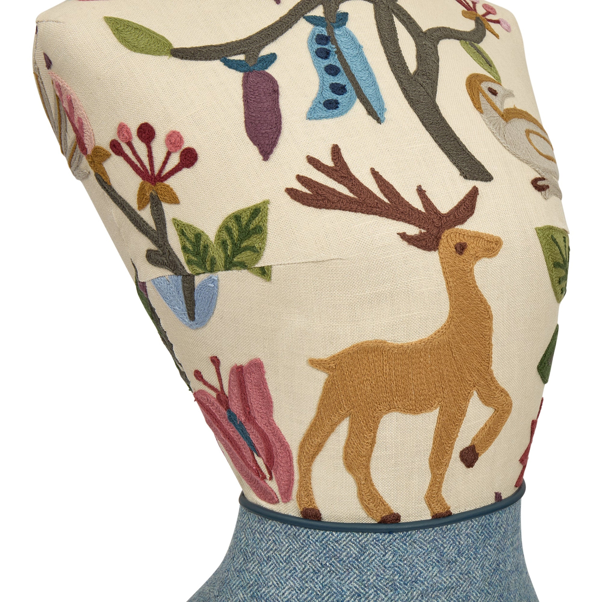 Decorative headboard with deer and floral pattern on a white background