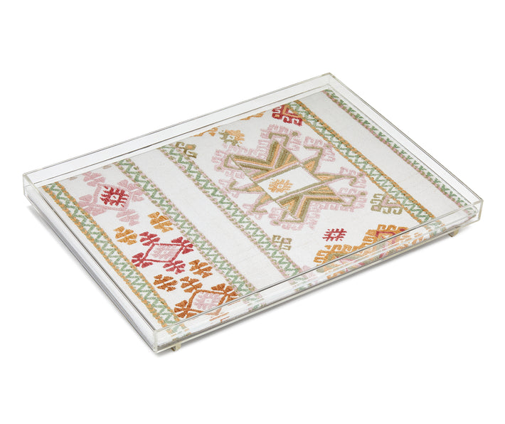 Ashenwood acrylic tray in pastel tones of red, orange, pinks and greens