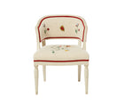 A chair with floral hand embroidery