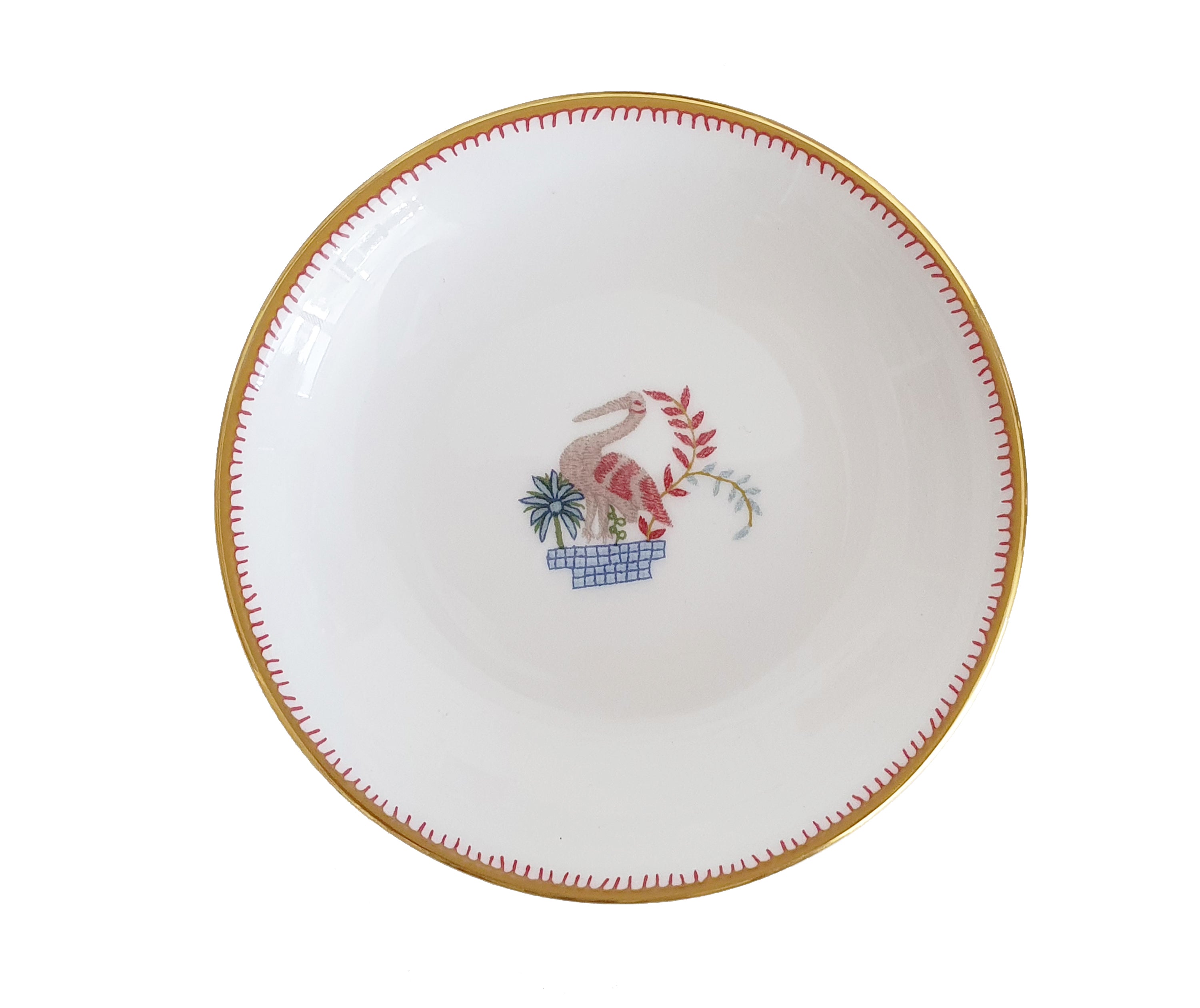 Mythical creature butter dish 10.7cm china with bird in the middle