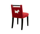 Red Wool chair with dog applique on the back