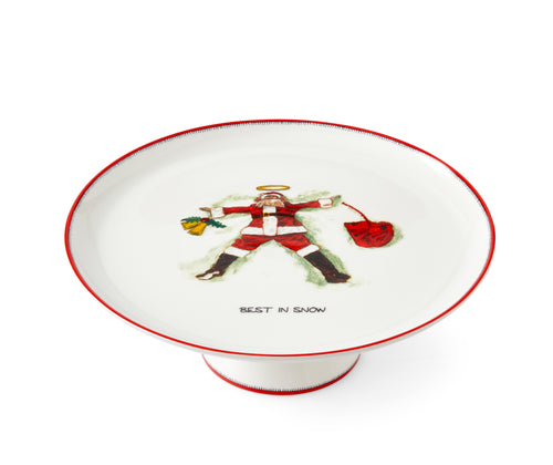 Our Christmas edition cake stand in the doodle collection features a Santa , making snow angles, over the Best in Snow tag line, and is ideal for the customary Christmas Cake to take centre stage. 