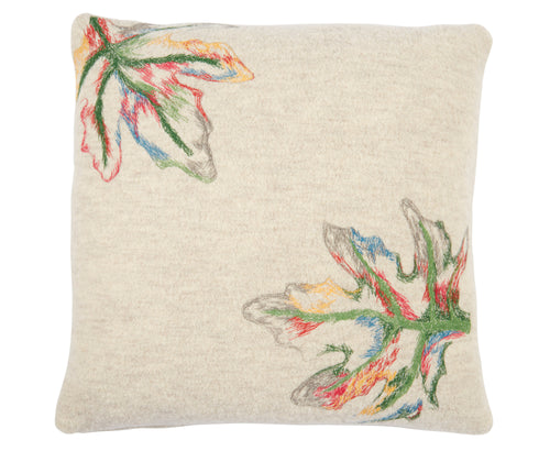 Luxurious boiled wool cushion using a special Irish machine embroidery technique that is able to reflect the freehand sketches of Kit's design, and replicate it in pastel shades, taking advantage of a fabulous British craftsmanship. 