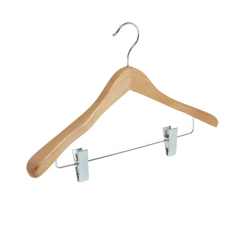 Deluxe Wishbone Hanger with Skirt Clips - Silver Hook