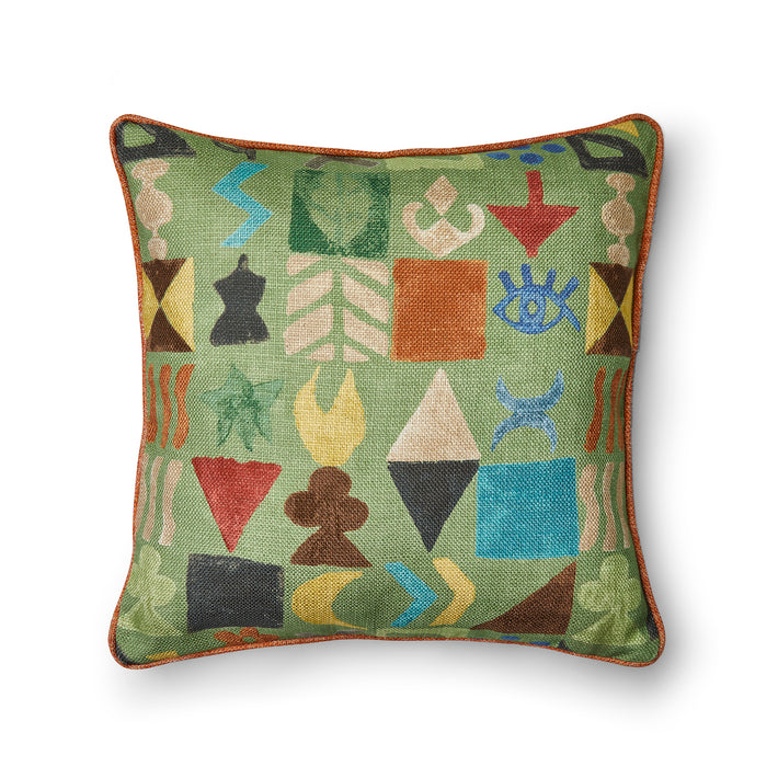 Potato Print Green Cushion