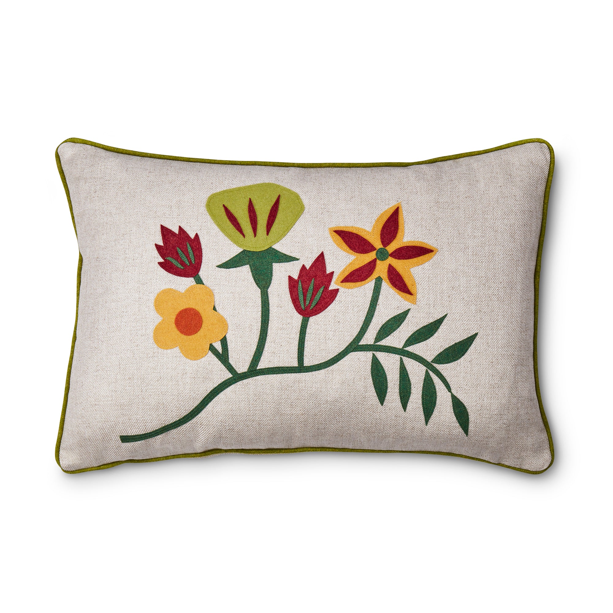 Flower Vine Appliqué Cushion East Bloom